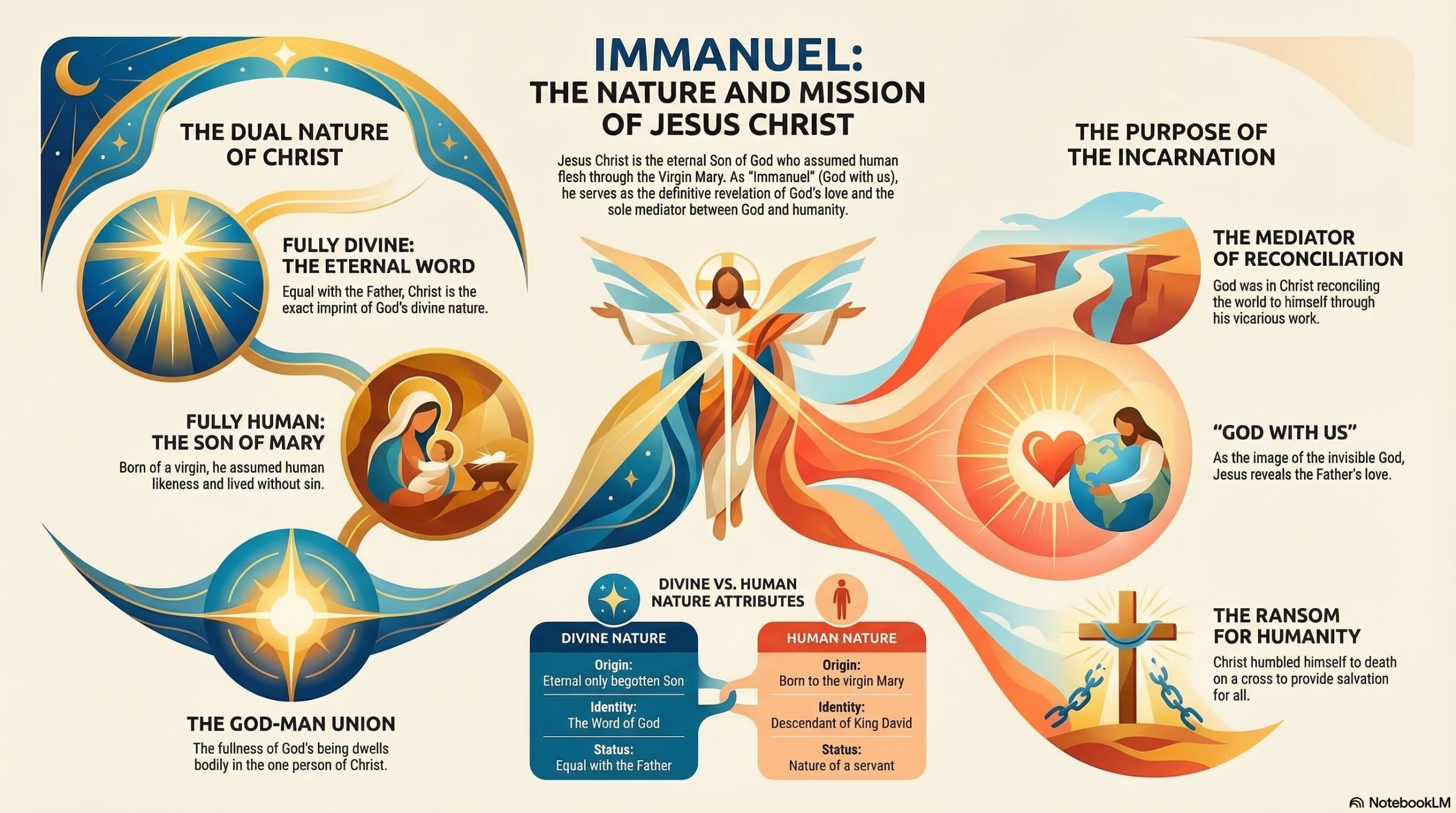 The Person of Jesus Christ Nature and Mission of Christ infographic